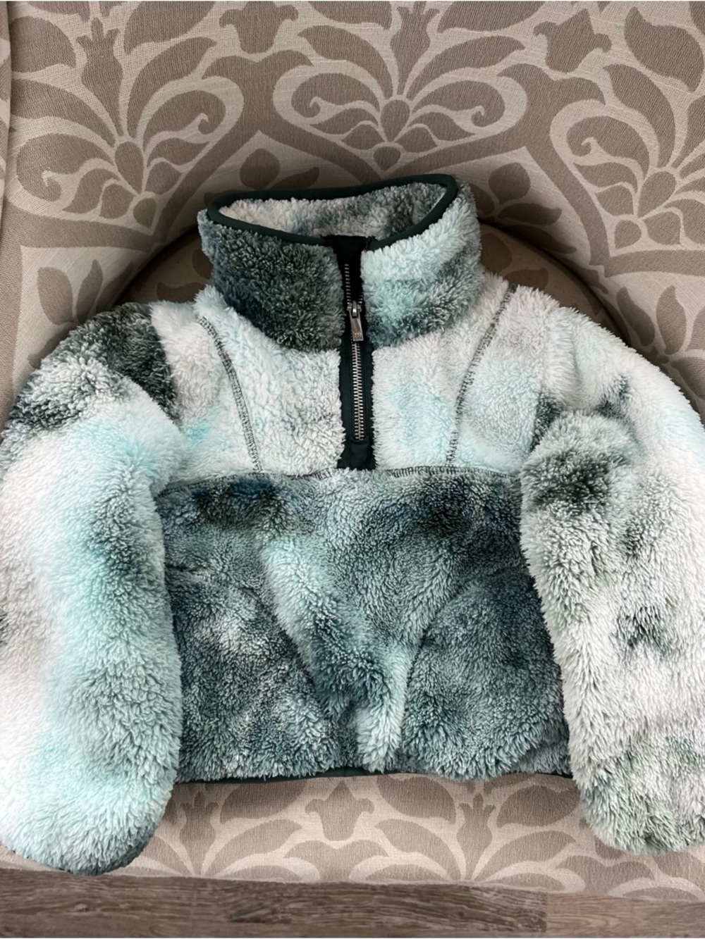 all in motion girls ombré Plush Sherpa Half-Zip Jacket in Mint Green and Gray